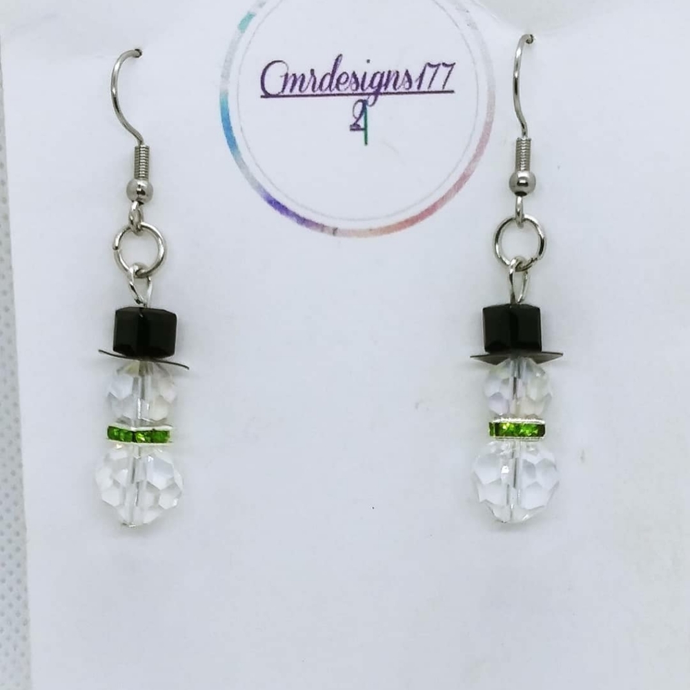 Cute Snowman Crystal Earrings